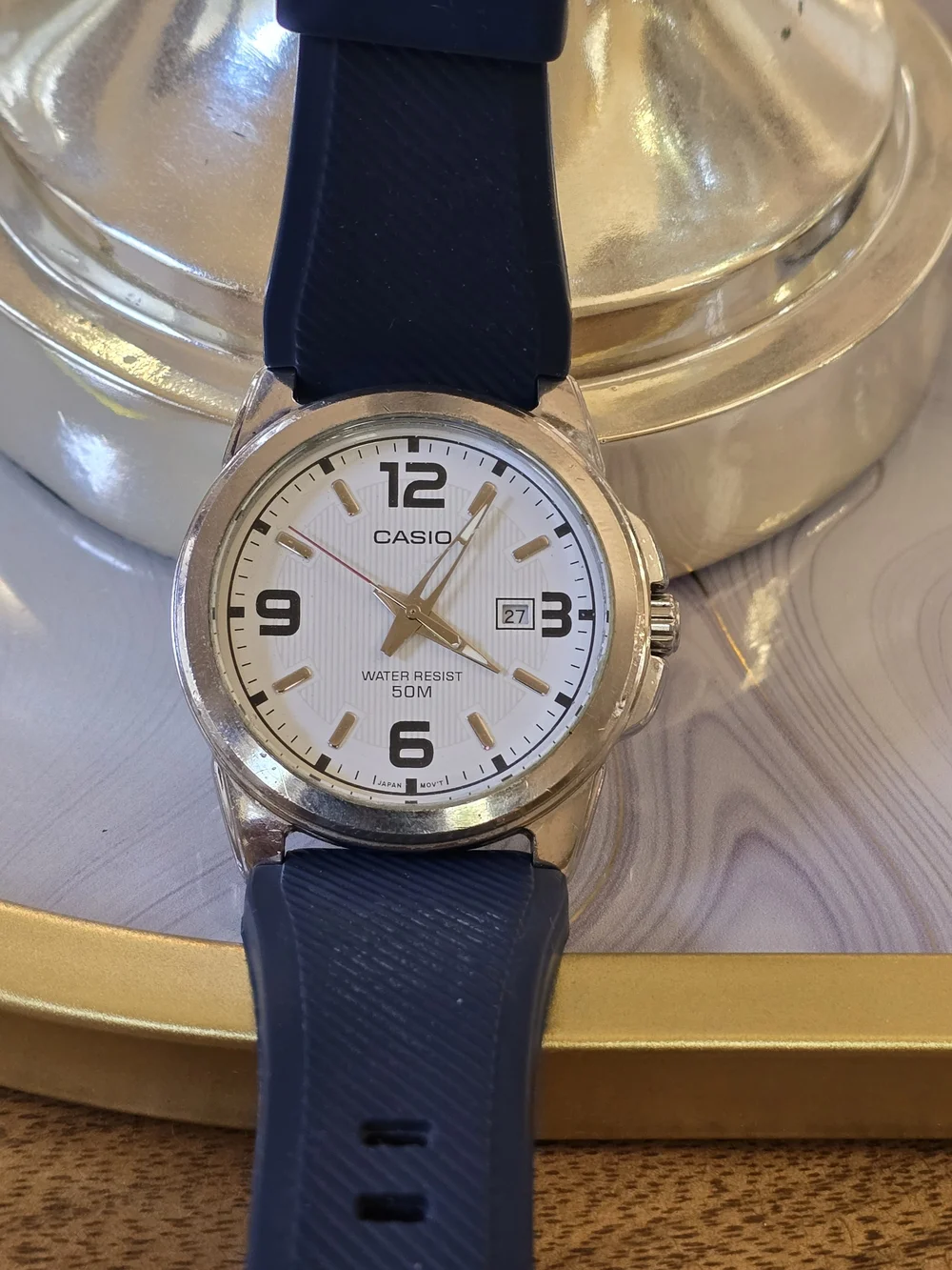 Casio Men’s Blue Strap Analog Watch - White Dial